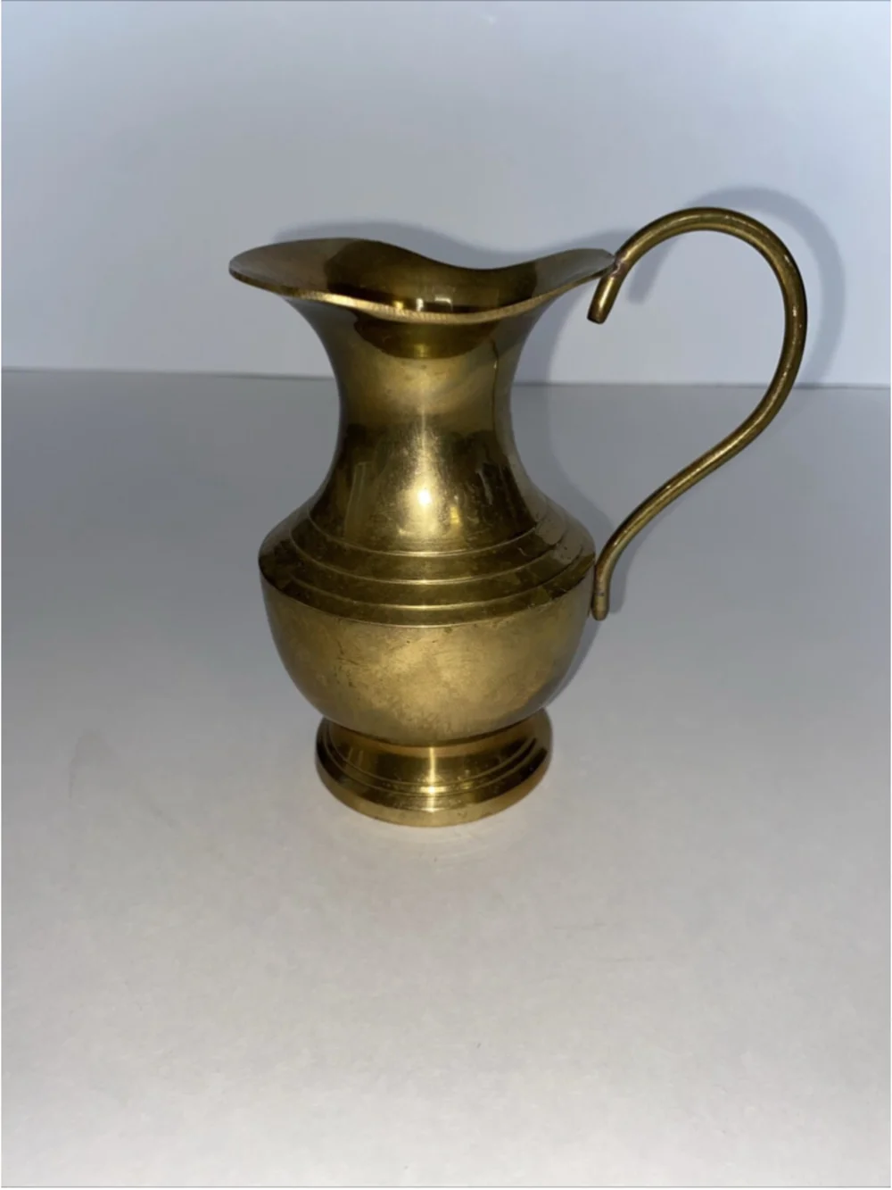 Vintage Heavy Brass Pitcher with Handle Made in India 4.5